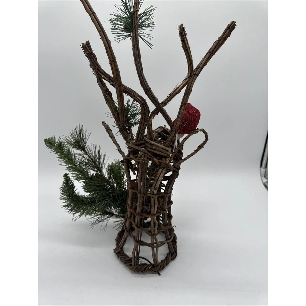 Reindeer Rustic Wicker Deer Tree Topper Or Stand Alone 17.5